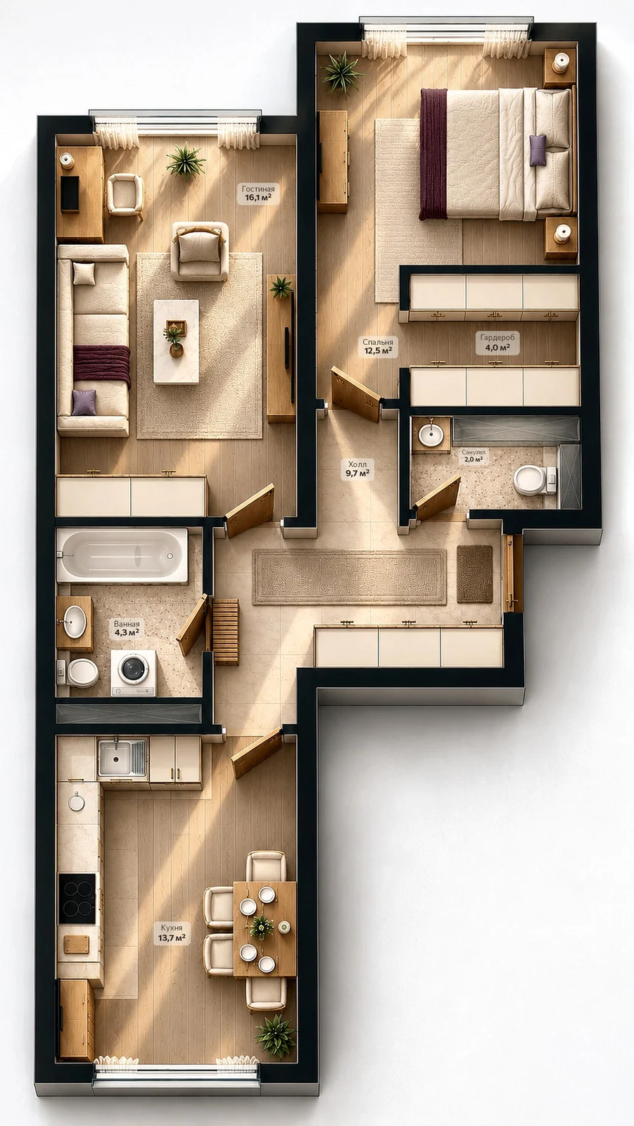 Планировка 62,3 м²