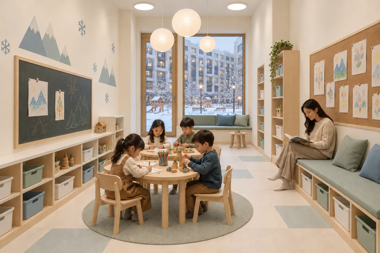 Творческая зона и уголок чтения Winter Kids Club